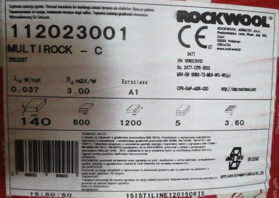 Rockwool Multirock 140 mm