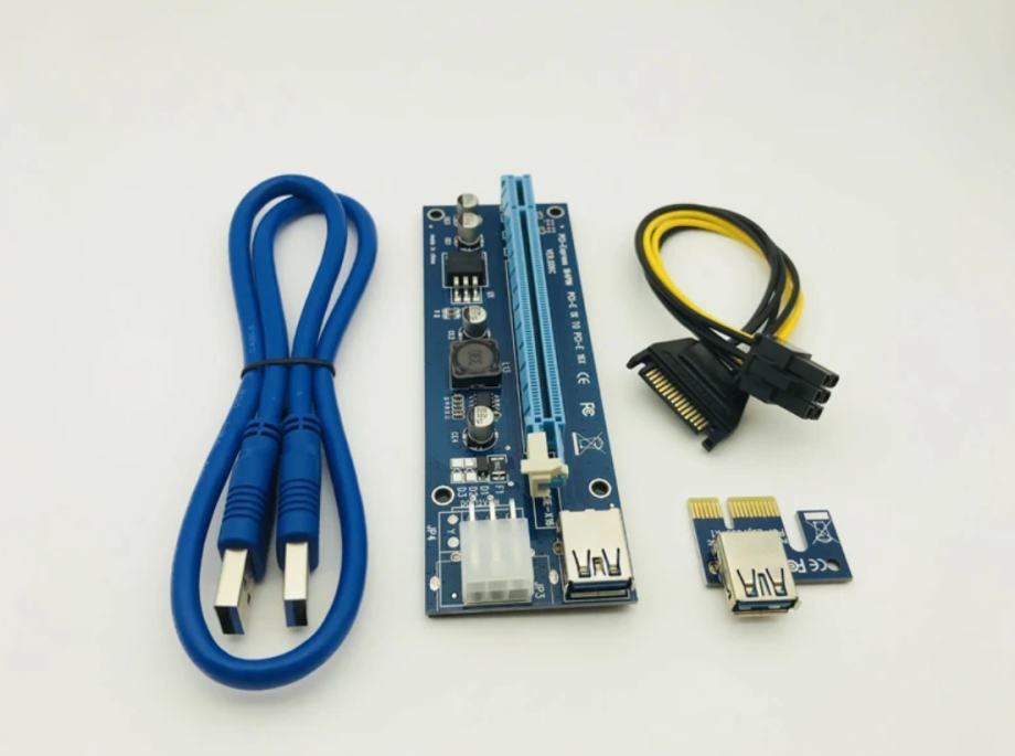 100 komada PCI-E PCI Riser Card 006c 1x to 16x USB 3.0 mining