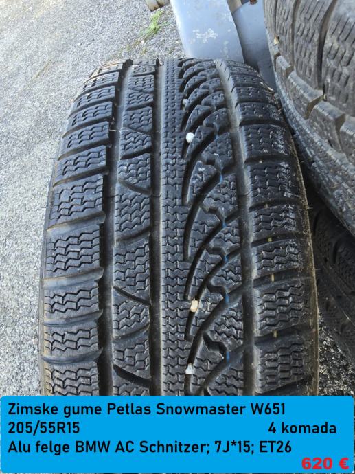 Gume Petlas 205/55/15 zimska 4 kom + Alu felge BMW AC Schnitzer