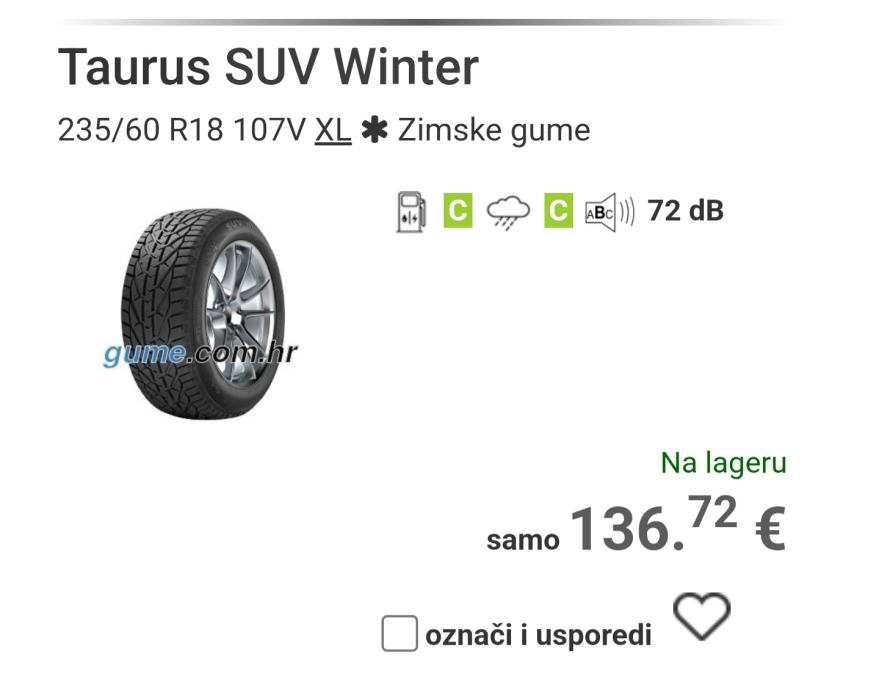 Gume Taurus 235/60/18 zimska 4 kom.