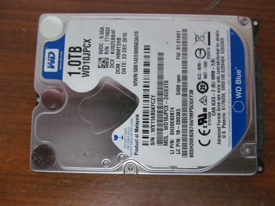 DISK ZA LAPTOP - 1 TB WD BLUE 2,5 - 23.09.2024. - DISK 1/2