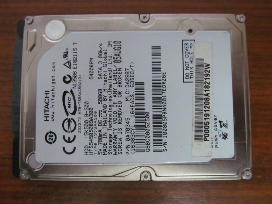 Disk za laptop - 500 GB 2,5 HITACHI 29.10.2024. - DISK 1/2