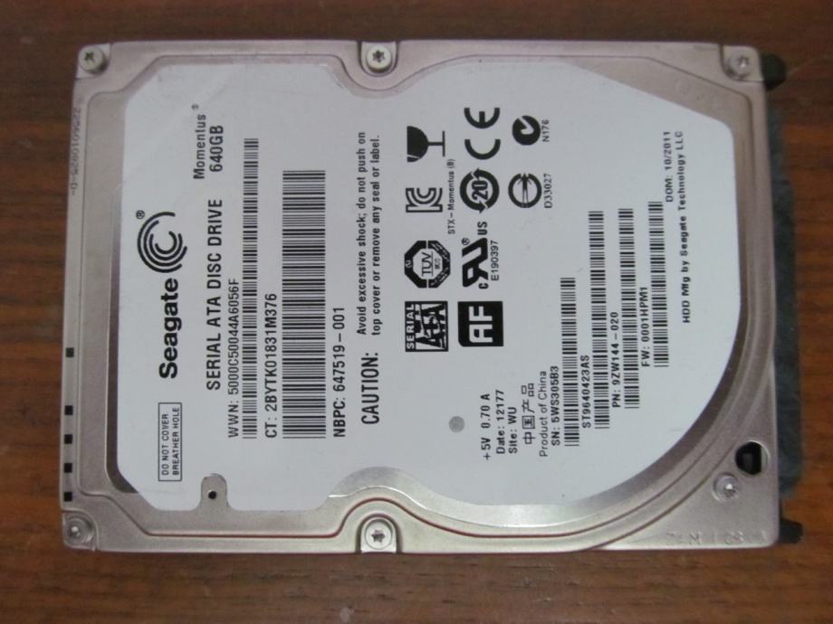 Disk za laptop - 640 GB 2,5 SEAGATE 07.01.2025.