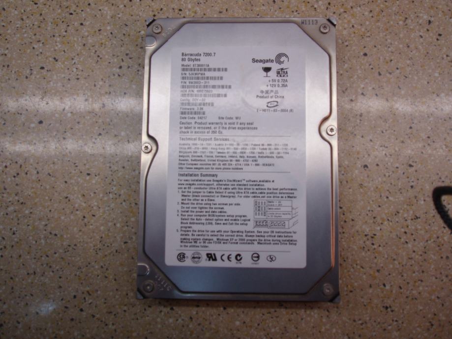 Hard disk Seagate Barracuda 7200 o/min 80 GB HDD IDE ATA 3.5`