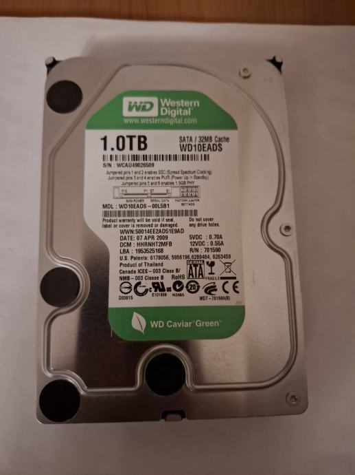 HARD DISK WD GREEN 1TB SATA 3 32MB 3.5