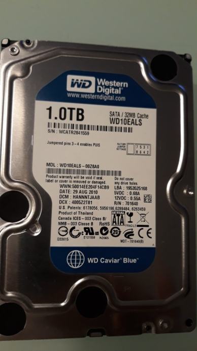 HD 1TB WD 7200 rpm, sata, 32MB Cache, 3.5" Internal Hard Drive 