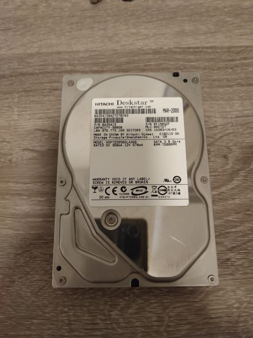 HDD 3,5 Hitachi Deskstar 500GB Sata II