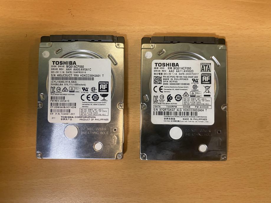 HDD 500GB 2.5", Toshiba, jamstvo, 8€ komad, 2 za 14€