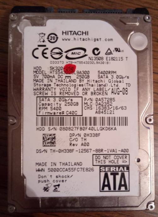 HDD disk 250gb SATA 3.0g/s