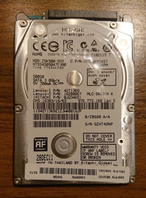 Hitachi 500GB 2,5" laptop disk