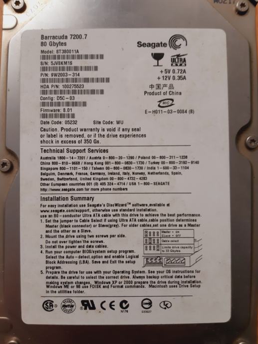 Seagate Barracuda 7000 UltraATA 80GB IDE