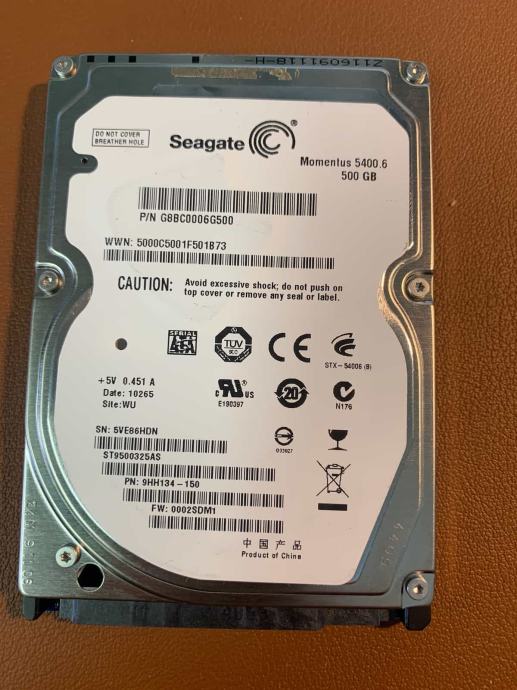 SEAGATE--ST9500325AS-2,5" SATA III-500GB NEKORIŠTENO RABLJENO