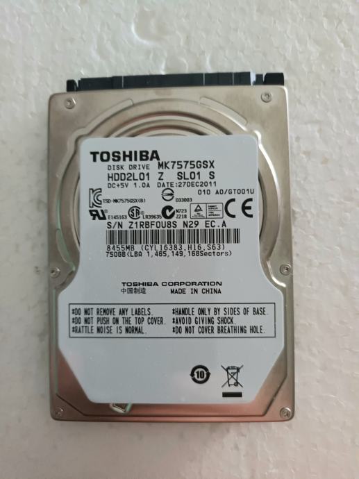 Toshiba HDD 750 GB - 2,5" - 5400 rpm