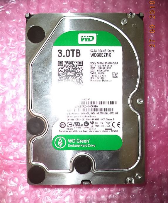 WD Green 3TB 3.5" SATA3 64MB Cache Hard Disk