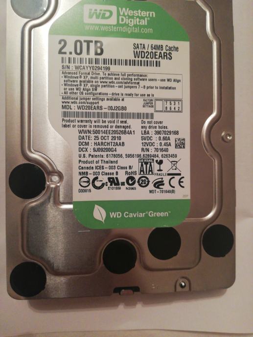 WD Green HDD 2 TB. PUN PC IGRI.