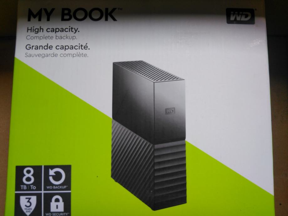 Western Digital 8TB My Book External Hard Drive, USB 3.0, Novo