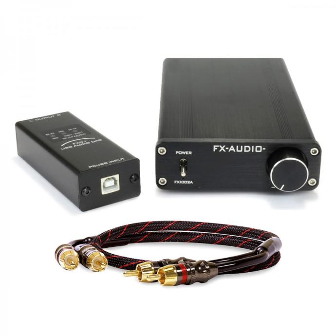 FX-AUDIO FX1002A 2x125W POJAČALO 4Ohm & FX-AUDIO FX01 USB DAC + KABEL