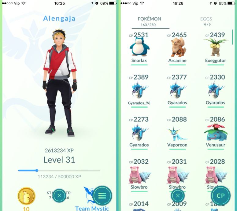 Pokemon GO account račun 31 level