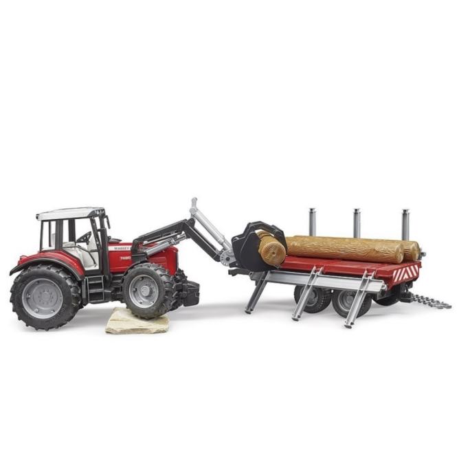 BRUDER Massey Ferguson TRAKTOR + PRIKOLICA ŠUMSKA