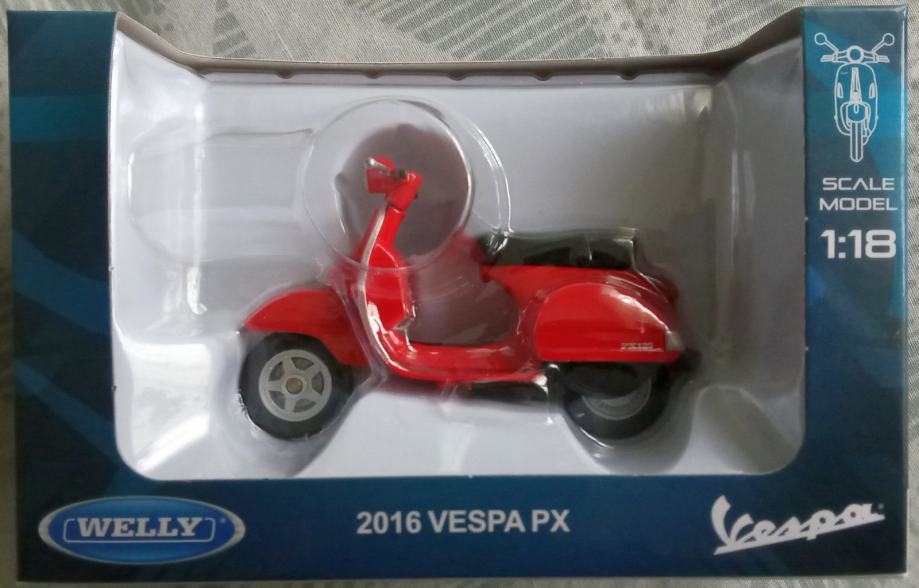 VESPA PX 125 2016 (NOVO) skuter motor igračka model, Welly 1:18