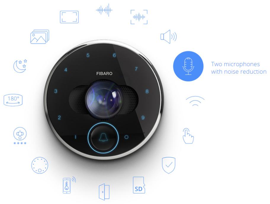 Fibaro intercom modern smart door bell, two way audio, PoE