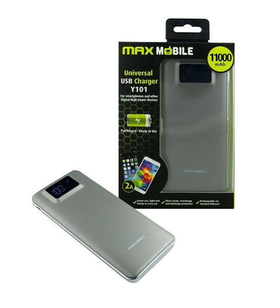 POWER BANK Y101 11000mAh DUO 2.1A,LCD ekran, srebrni