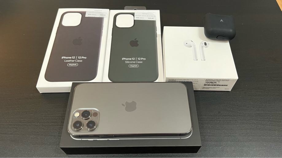 iPhone 12Pro, 128GB, Space Gray + AirPods bezicne slusalice