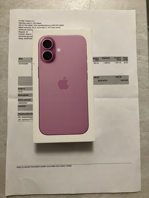 Iphone 16 128GB Pink NOVO