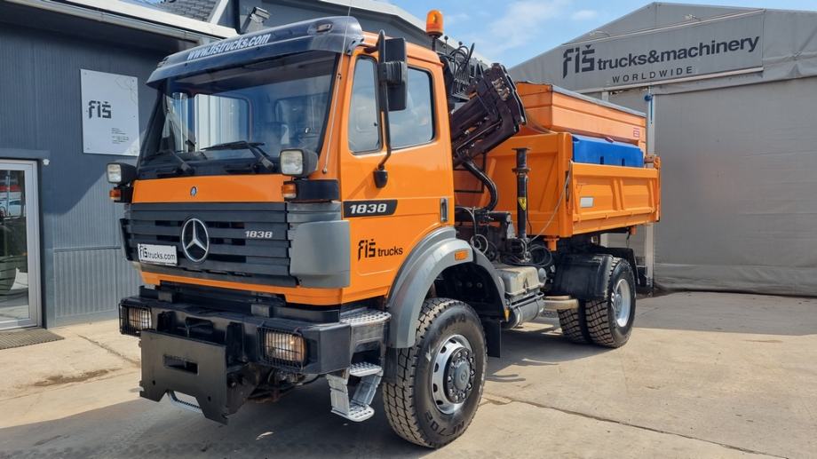 MERCEDES BENZ SK 1838 4x4 Meiller kiper - kran - posipač, 1997 god.