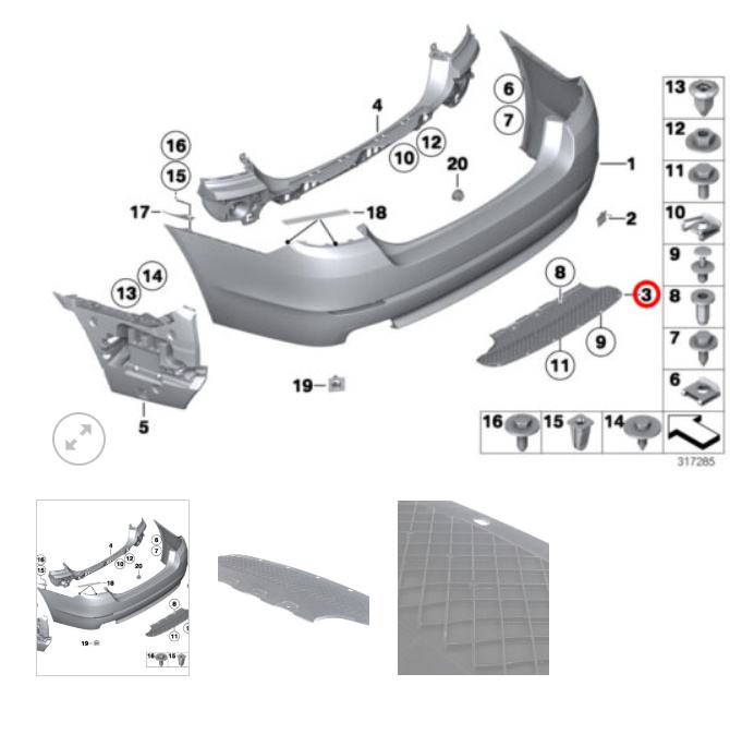 BMW 5 F10 BRANIK ZADNJI PLASTIKE 10-16, 51127331599