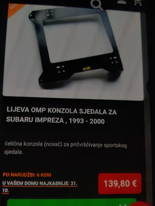 Subaru nosači za sportska sjedala