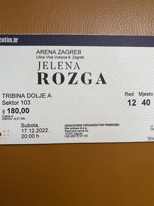 Jelena Rozga *ARENA ZAGREB* Tribina dolje A