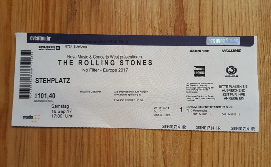 Karta Rolling Stones Austrija Spielberg