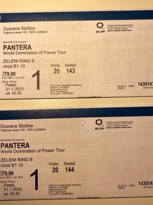 karte za koncert Pantera, heavy metal