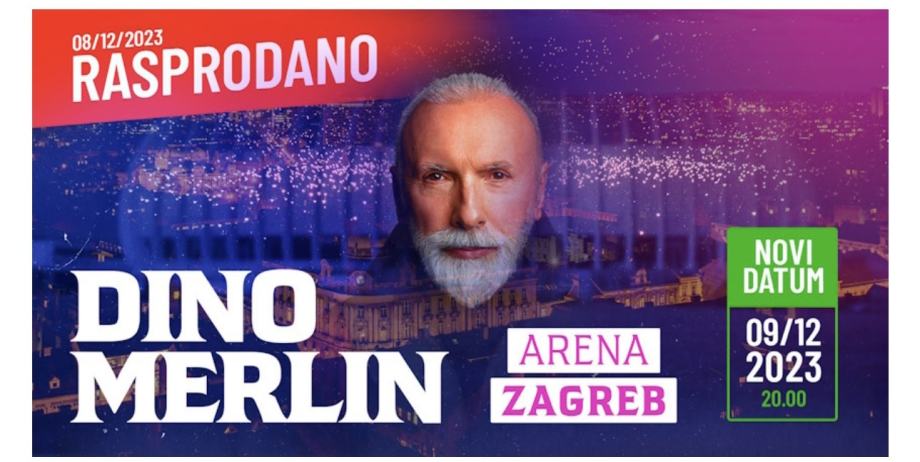 Koncert Dino Merlin Arena Zagreb 08.12. sektor A 304 40€