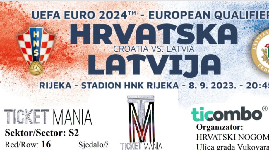 Hrvatska vs. Latvija ulaznice/karte Euro 2024 kvalifikacije Rijeka