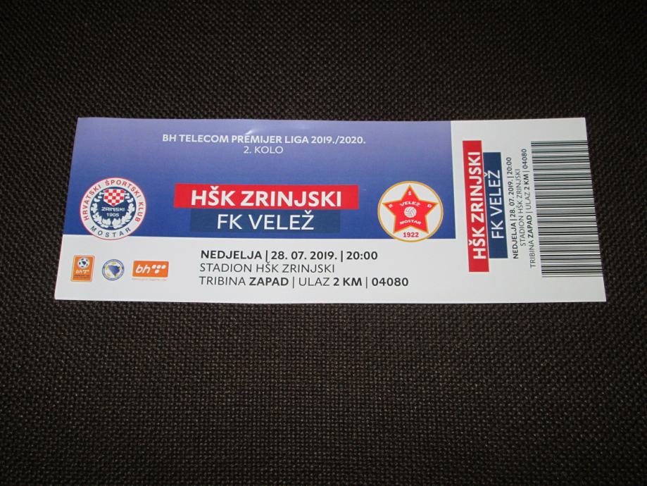 Ulaznica HŠK Zrinjski - FK Velež - dječija