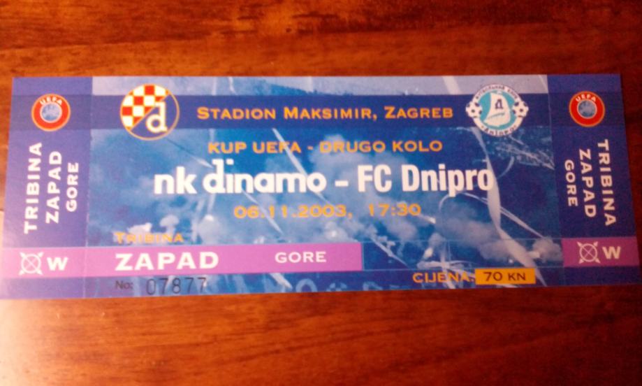 ulaznica NK DINAMO - FC DNIPRO