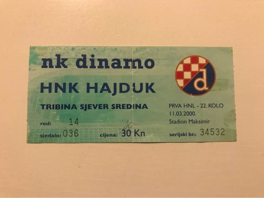 Ulaznica HNK Hajduk 20 kuna komad 02