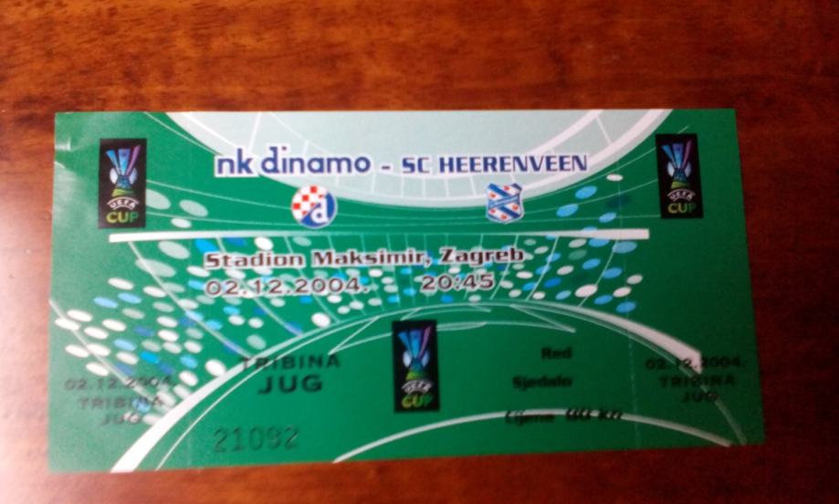 ulaznica NK DINAMO - SC HEERENVEEN