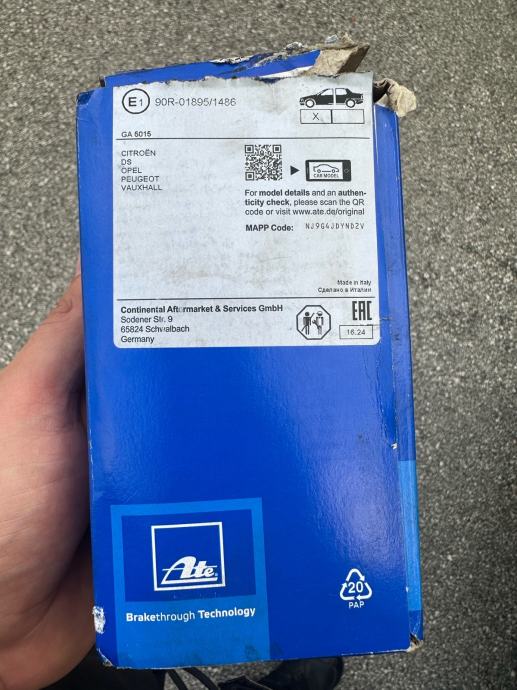 ATE disk pločice Citroen 13.0460-3855.2 c3