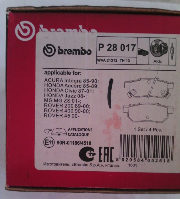 Disk pločice Brembo Honda Integra / Accord / Civic / Jazz / MG ZS / Ro