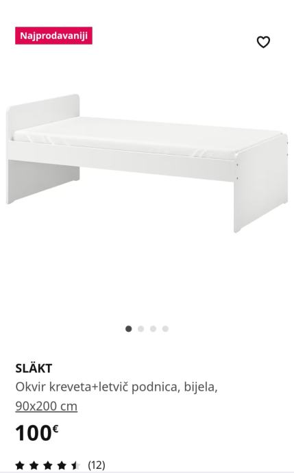 2x krevet 90x200cm+podnica, Ikea, novo!