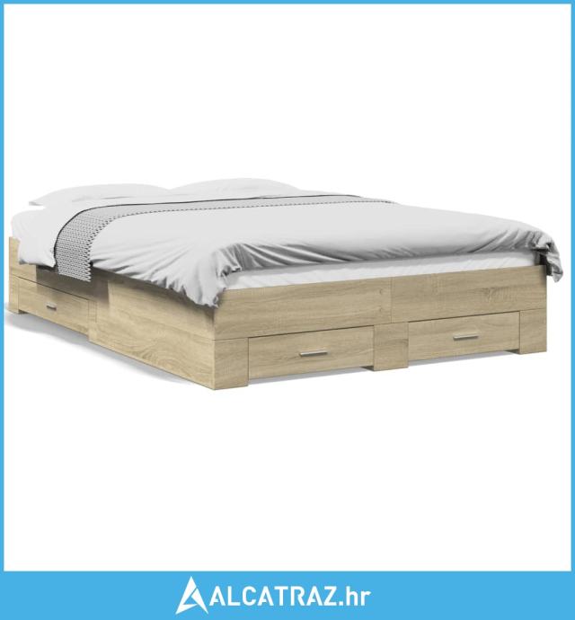 Okvir za krevet s ladicama boja hrasta 140x190 cm drveni - NOVO
