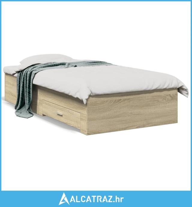 Okvir za krevet s uzglavljem boja hrasta 100x200 cm drveni - NOVO
