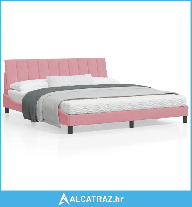 Okvir za krevet s uzglavljem ružičasti 180x200 cm baršunasti - NOVO