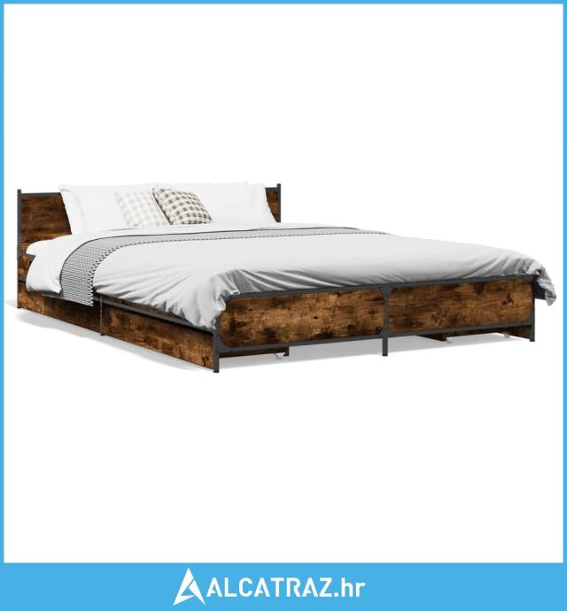 Okvir kreveta s ladicama boja hrasta 150x200 cm drveni - NOVO