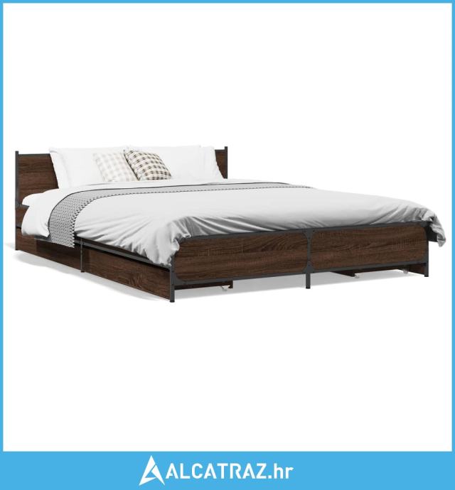Okvir kreveta s ladicama boja smeđeg hrasta 140x190 cm - NOVO