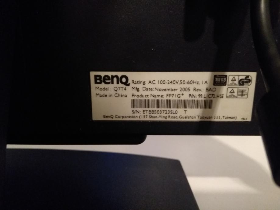 Не включается монитор benq fp71g