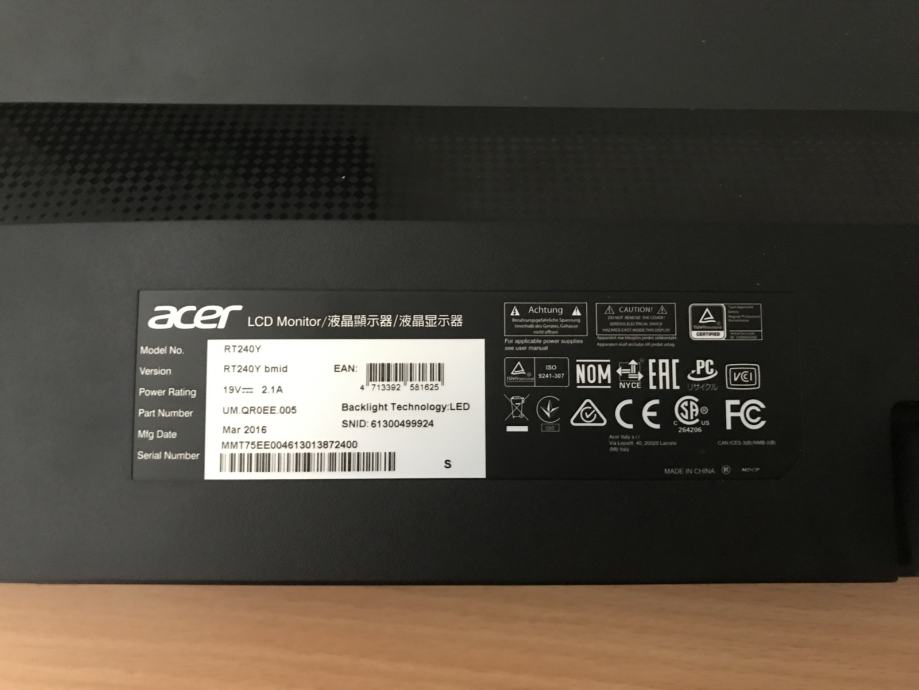 Монитор acer rt240y bmid сколько герц